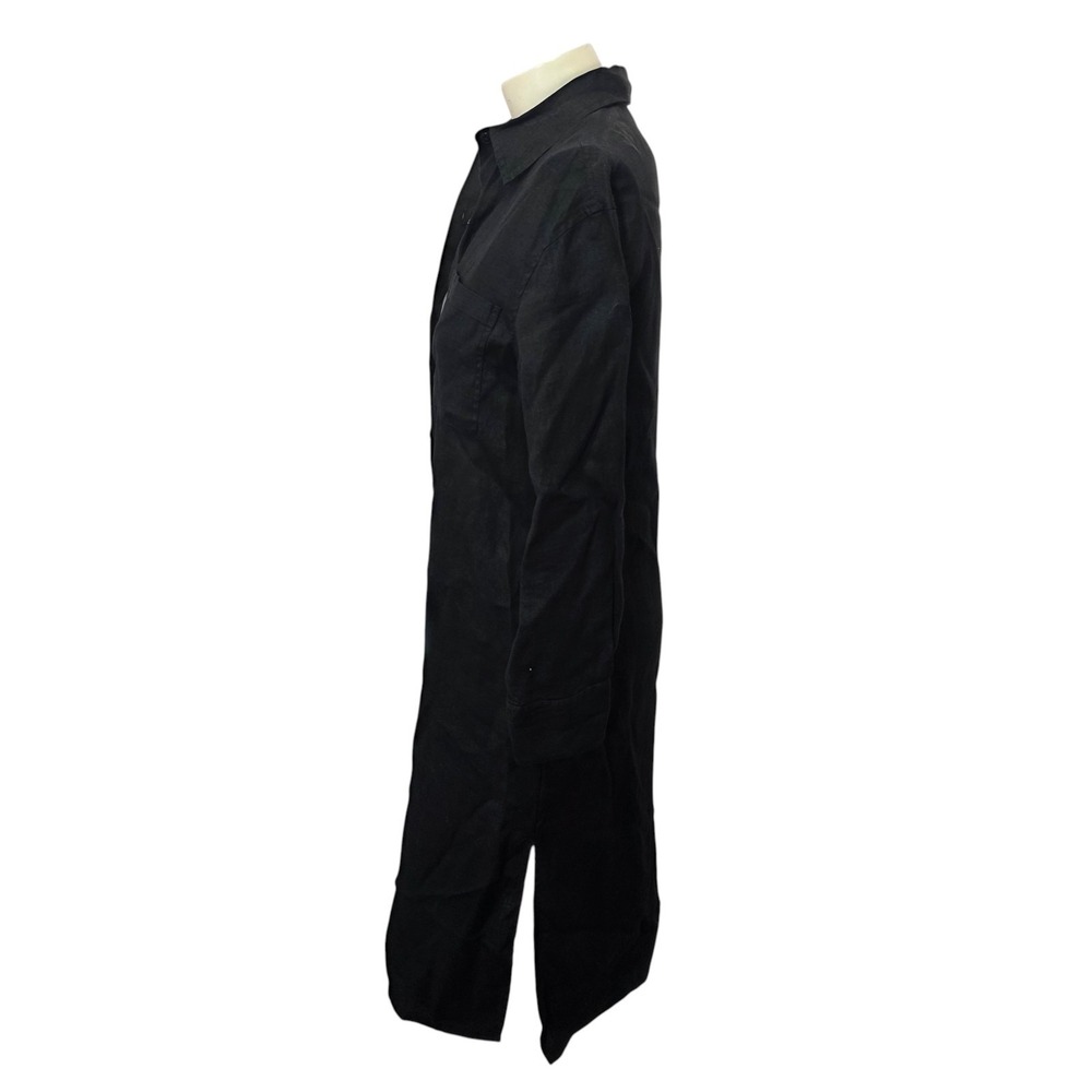 The Drop Fiona Linen Shirt Dress XS Black Button Front Long Sleeve Midi Maxi - Picture 4 of 6